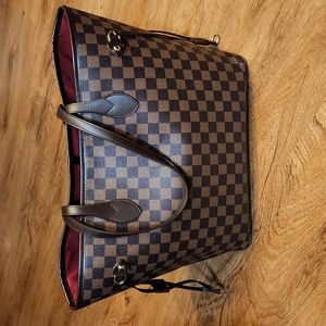 Daisy Rose tote shoulder bag in brown checker